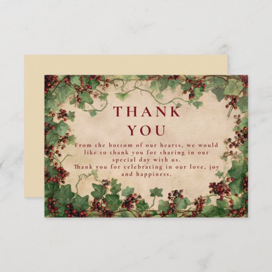 ヴィンテージとベリー結婚ズ サンキューカード (正面/裏面)