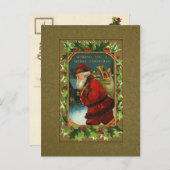 ヴィンテージとホリーのクリスマスポストカード シーズンポストカード (正面/裏面)