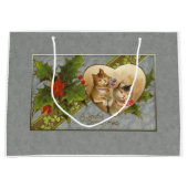 ヴィンテージとホリーパーソナライズされた ラージペーパーバッグ (正面)