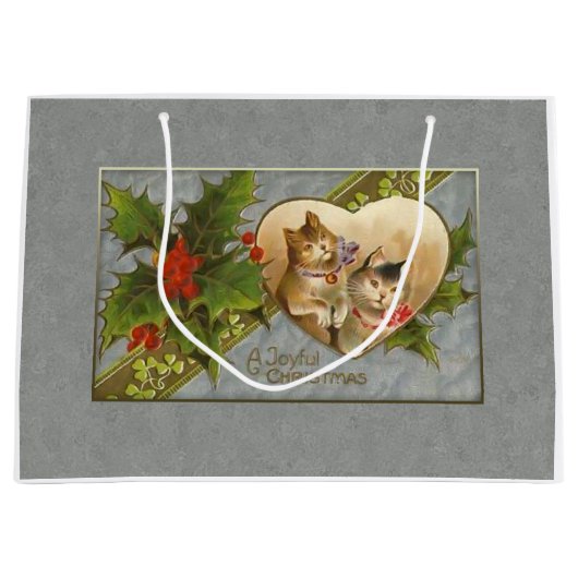 ヴィンテージとホリーパーソナライズされた ラージペーパーバッグ (正面)