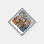 ヴィンテージとモダングレーと白の雪片 スタンダードカクテルナプキン (角)