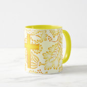 ヴィンテージとモダンスタイル信仰イエローマグの十字架 マグカップ (正面右)