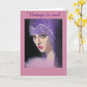 ヴィンテージとレディクール、誕生日カード カード (黄色い花)