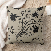 ヴィンテージとレトロ抽象芸術ブラックフラワーパターン クッション (ブランケット)