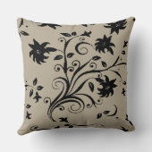 ヴィンテージとレトロ抽象芸術ブラックフラワーパターン クッション (裏面)