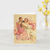 ヴィンテージとロマンチックなカップルと花 カード (黄色い花)