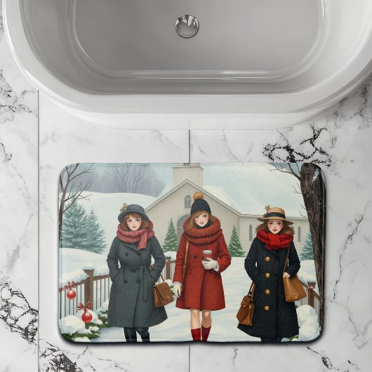 ヴィンテージと人のイラストレーション バスマット