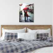 ヴィンテージと傘と犬のキャンバス キャンバスプリント (インサイチュ (寝室))