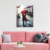 ヴィンテージと傘と犬のキャンバス キャンバスプリント (インサイチュ (リビング))