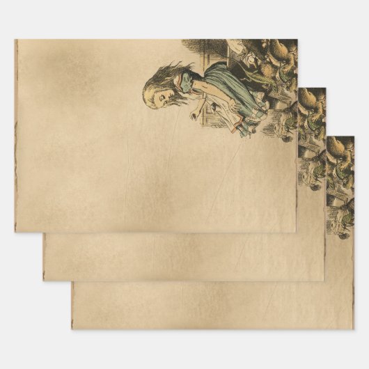 ヴィンテージと動物の国ワンダーランドのアリス ラッピングペーパーシート (セット)