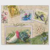 ヴィンテージと可愛いファッションシューズコラージュ ラッピングペーパー (フラット)