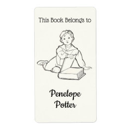 ヴィンテージと名前の蔵書票 ラベル