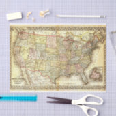 ヴィンテージと地統一された域の地図 薄葉紙 (クラフト)