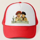 ヴィンテージと女の子が握手 キャップ (正面)