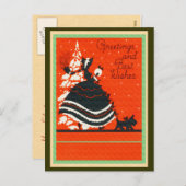 ヴィンテージと女性 シーズンポストカード (正面/裏面)