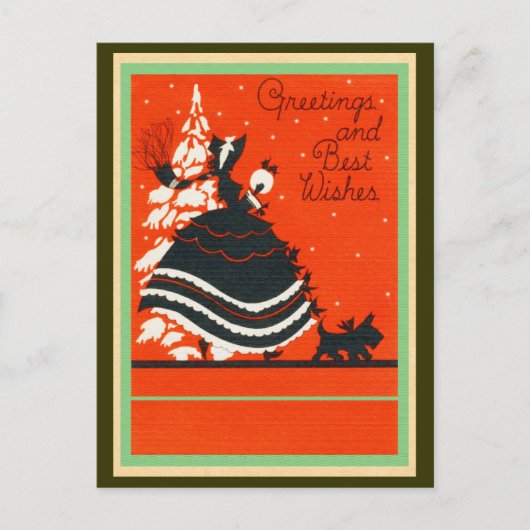 ヴィンテージと女性 シーズンポストカード (正面)