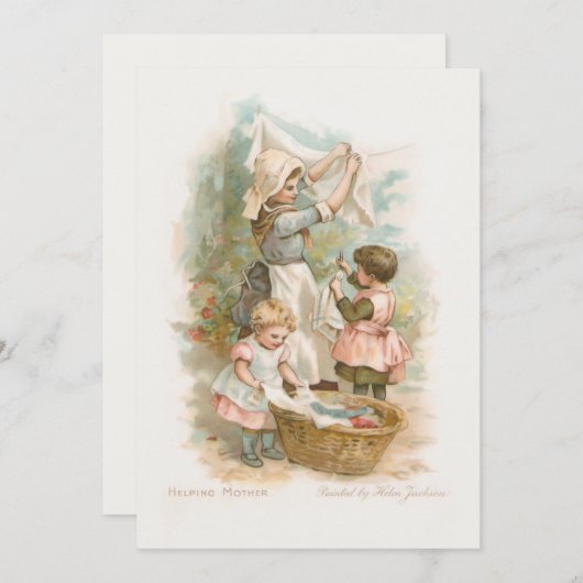 ヴィンテージと子どもつるの洗濯物 シーズンカード (正面/裏面)