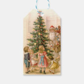 ヴィンテージと子どものまわりにクリスマスツリー ギフトタグ (正面)