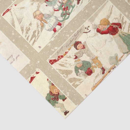 ヴィンテージと子どもの冬の風景 薄葉紙 (詳細)