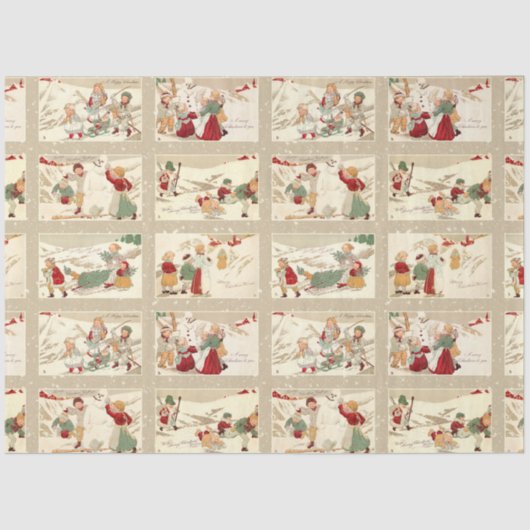 ヴィンテージと子どもの冬の風景 薄葉紙 (正面)