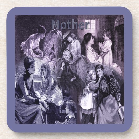 ヴィンテージと子のコラージュ コースター (正面)