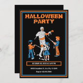 ヴィンテージと子供のハロウィーンのミイラ 招待状 (正面/裏面)