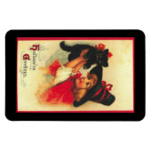 ヴィンテージと子猫の小さな魔女 マグネット (横)