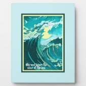 ヴィンテージと嵐の海の上を歩く月の芸術と引用文  フォトプラーク (正面)