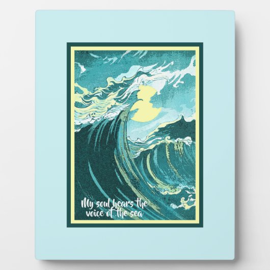 ヴィンテージと嵐の海の上を歩く月の芸術と引用文  フォトプラーク (正面)