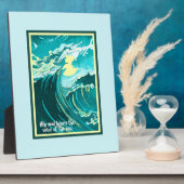 ヴィンテージと嵐の海の上を歩く月の芸術と引用文  フォトプラーク (側面)