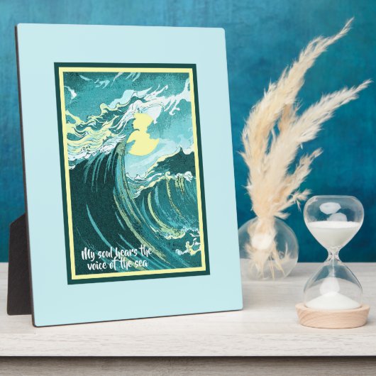 ヴィンテージと嵐の海の上を歩く月の芸術と引用文  フォトプラーク (側面)