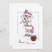 ヴィンテージと復活祭バニー シーズンカード (正面/裏面)