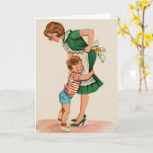 ヴィンテージと息子ハグ母のデイノートカード カード (黄色い花)