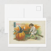 ヴィンテージと悪魔のハロウィーン葉書 ポストカード (正面/裏面)