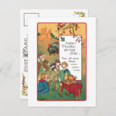 ヴィンテージと感謝祭の挨拶 シーズンポストカード (正面/裏面)