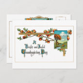 ヴィンテージと感謝祭の詩 シーズンポストカード (正面/裏面)