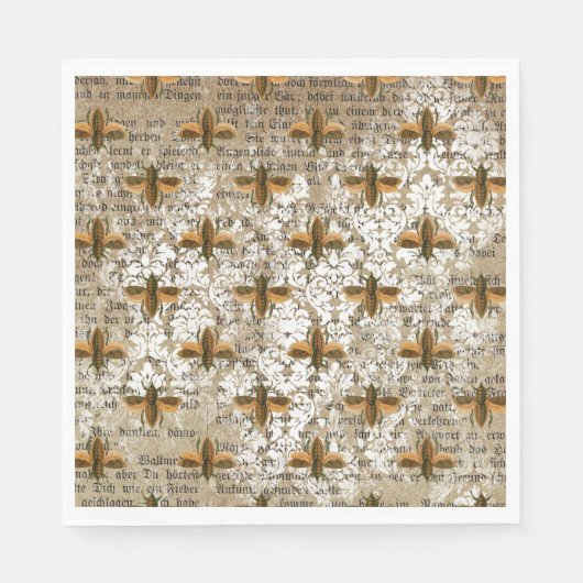 ヴィンテージと新聞社のコラージュ スタンダードランチョンナプキン (正面)