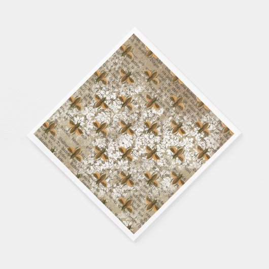 ヴィンテージと新聞社のコラージュ スタンダードランチョンナプキン (角)