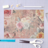 ヴィンテージと水彩の花 薄葉紙 (クラフト)