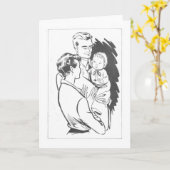 ヴィンテージと父とベビー カード (黄色い花)