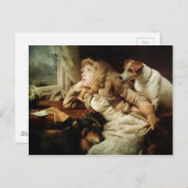 ヴィンテージと犬の二人 ポストカード (正面/裏面)