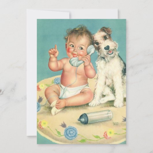 ヴィンテージと犬の誕生日パーティーへの招待 招待状 (正面)