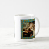 ヴィンテージと犬の額縁グランジ付 コーヒーマグカップ (正面右)