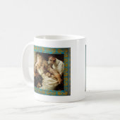 ヴィンテージと犬の額縁グランジ付 コーヒーマグカップ (正面左)