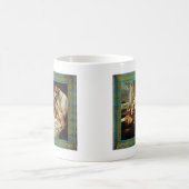 ヴィンテージと犬の額縁グランジ付 コーヒーマグカップ (中央)