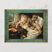 ヴィンテージと犬の額縁グランジ付 ポストカード (正面)