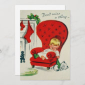 ヴィンテージと猫がサンタを待つ シーズンカード (正面/裏面)