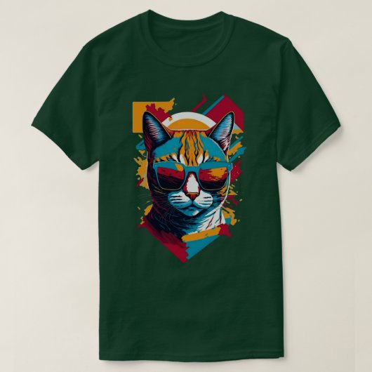 ヴィンテージと猫しゃれているレトロクール猫1 Tシャツ (デザイン正面)