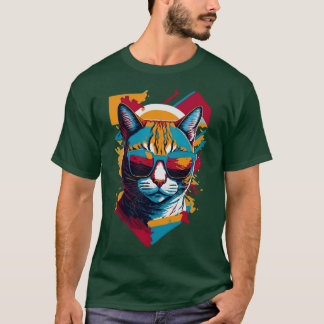 ヴィンテージと猫しゃれているレトロクール猫1 Tシャツ