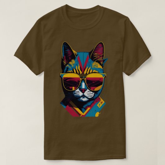 ヴィンテージと猫しゃれているレトロクール猫2 Tシャツ (デザイン正面)